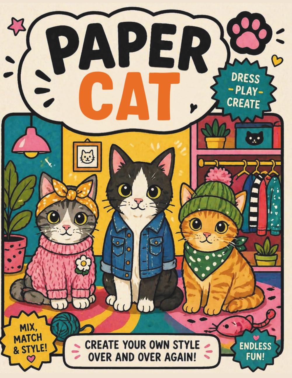 Paper Cat Dress Up Book for Kids: Cut & Dress Activity | Mix and Match Outfits, Cute Accessories and Creative Play Scenes (Paper Animal Dress-Up)