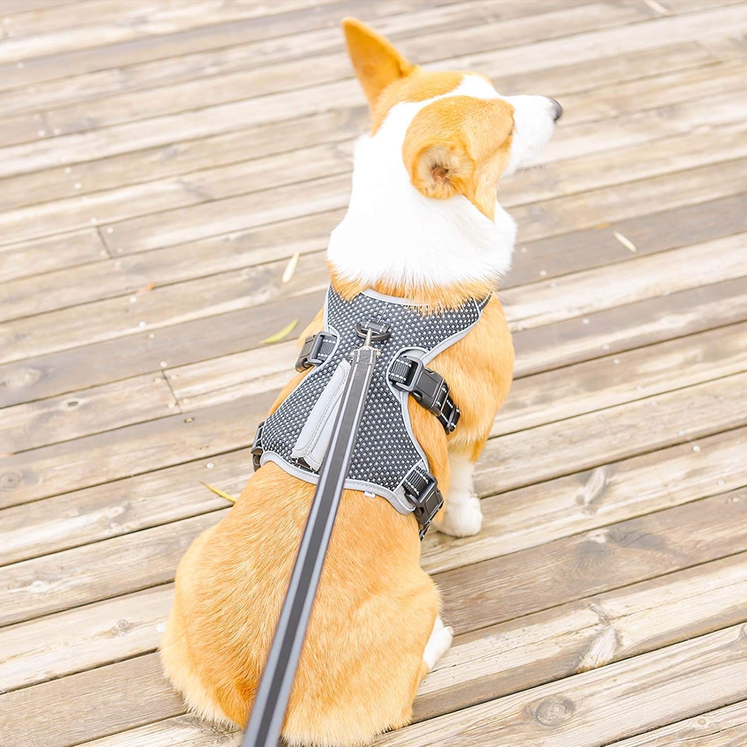 Arnés de Apoyo Multiusos para Perro, a Prueba de Escape, Chaleco Reflectante Ajustable con Mango Duradero, arnés para Perros Grandes y Activos (Negro, L)