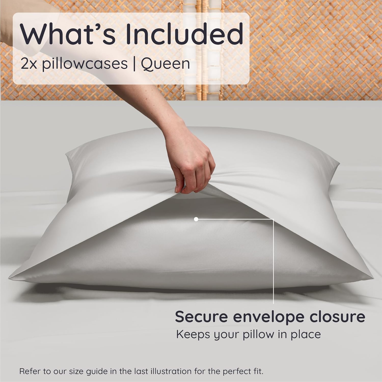 bambaw 100% viscose derived from bamboo pillowcase queen size – set of 2 cooling pillow cases for hair protection, envelope pillow cases queen size, soft & anti acne pillow cases (moonlight gray) moonlight gray queen (20'' x 30'')