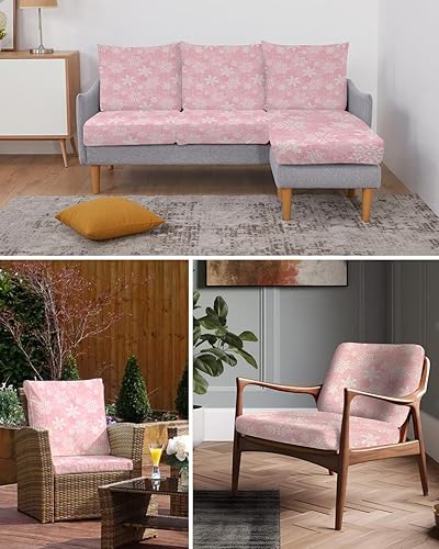 Miniatura 6 de Fundas de cojín para sofá con diseño de copos de nieve de Navidad, funda elástica para sofá con parte inferior elástica, fundas de sofá blancas con