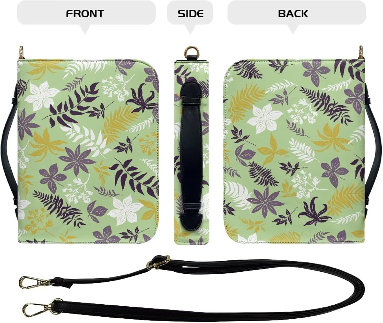Personalized Bible Cover Case Church Book Cover with Strap,Carrying Book Case Crossbody Bag Bible Protective