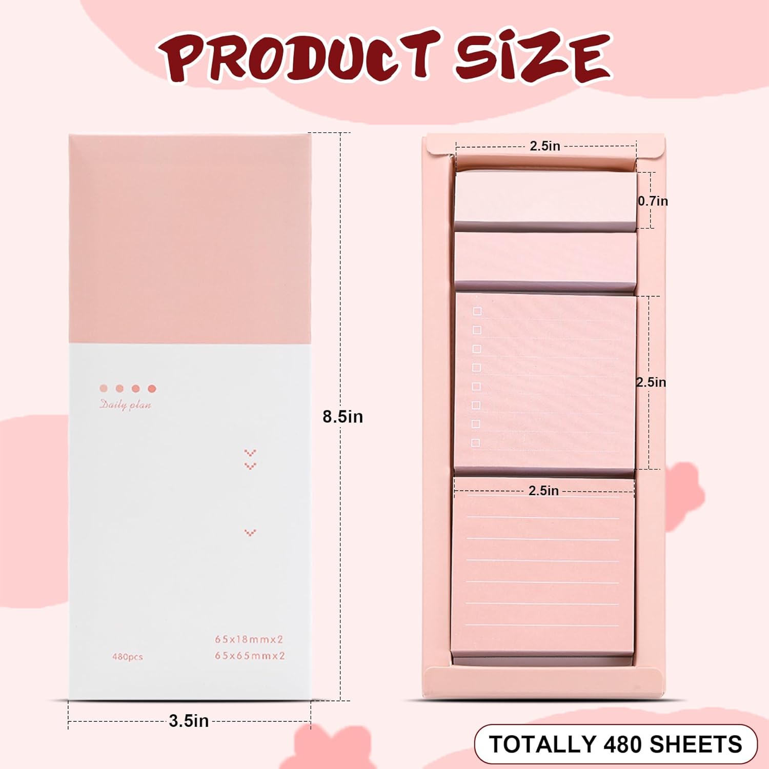 Aesthetic School Supplies with Sticky Notes Set Gel Pens Correction Tapes Sticky Index Tabs Magnetic Bookmarks, College School Supplies Stationery Kit for Students Stationary College Essentials (Pink) - Image 4