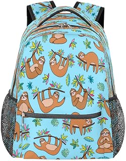 Mochilas para meninos e meninas, animal bicho-preguiça engraçado, mochila para laptop, mochila escolar com vários bolsos, mochila impermeável com alça de ombro ajustável para viagens, caminhadas, acampamento, Multi, Medium