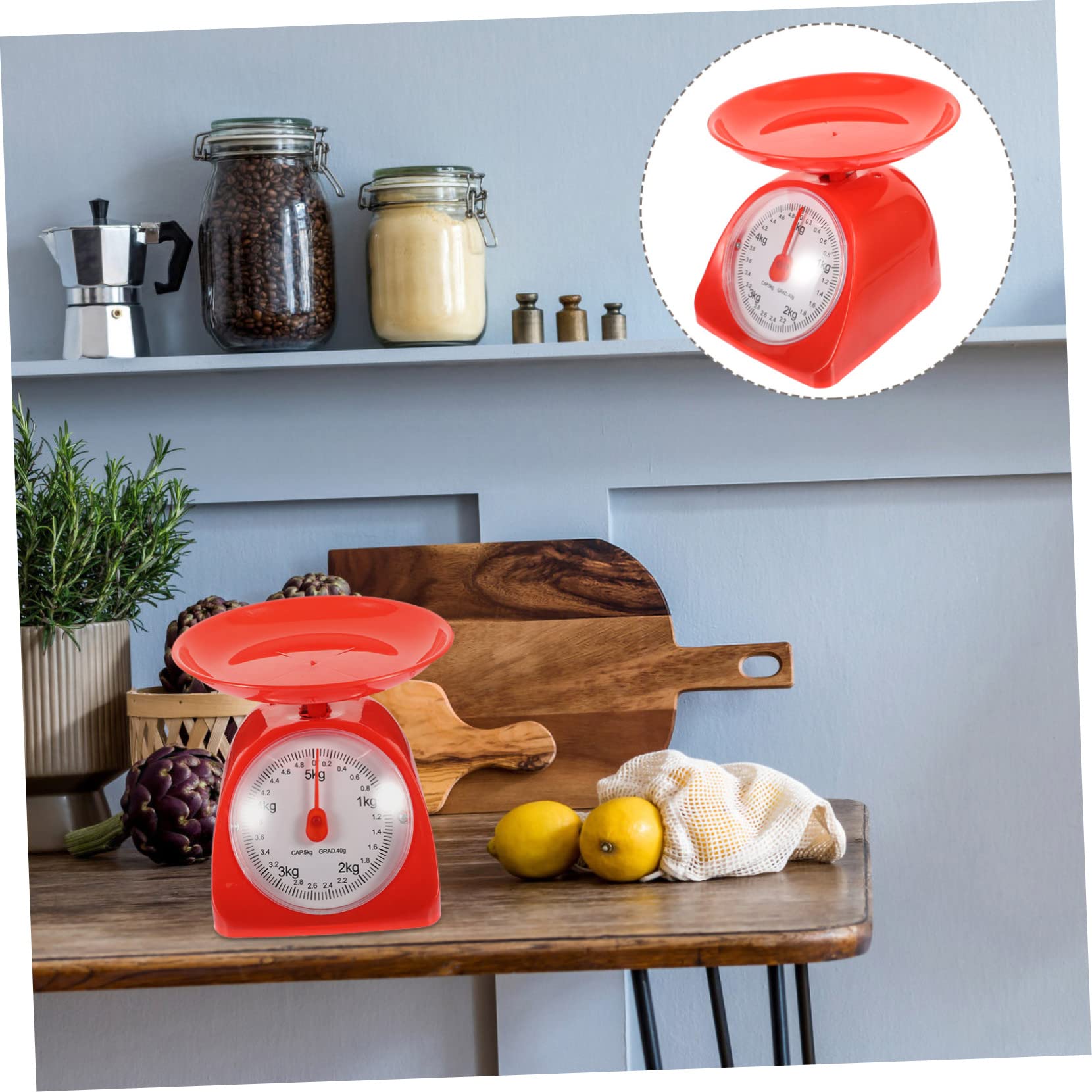 Báscula Digital y Portátil Multifunción Diseño Creativo de Cocina Color Aleatorio y Material Abs, Fácil de Leer Oscuridad para Pesar Alimentos hasta 5kg
