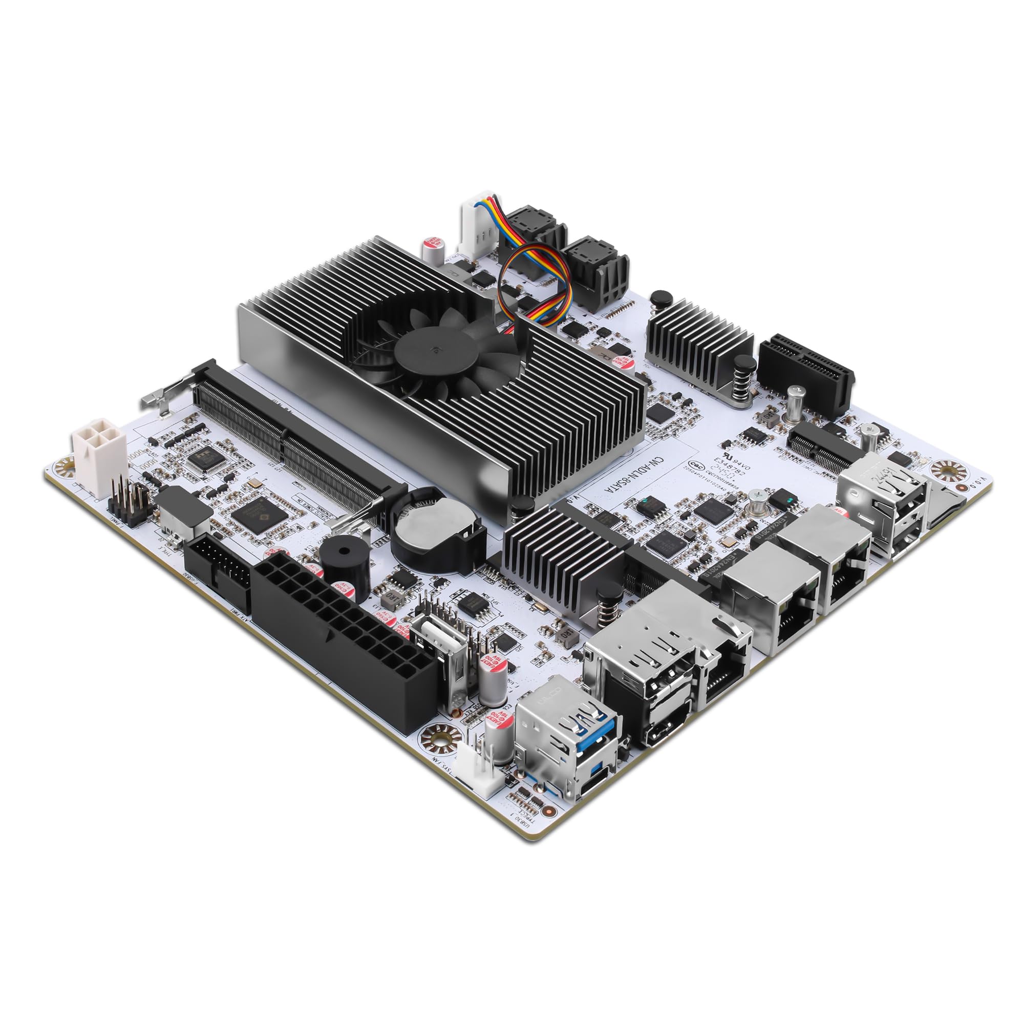 CWWK NAS Motherboard 8 Bay con 10GbE RJ45 LAN, N150 CPU Mini ITX Placa Base Blanca M8 (N100 Upgrade), 2 x NVMe, Dual 2.5Gb Ethernet, M.2 WiFi, USB-C, DDR5 NO RAM/SSD, PCIe x1, TF