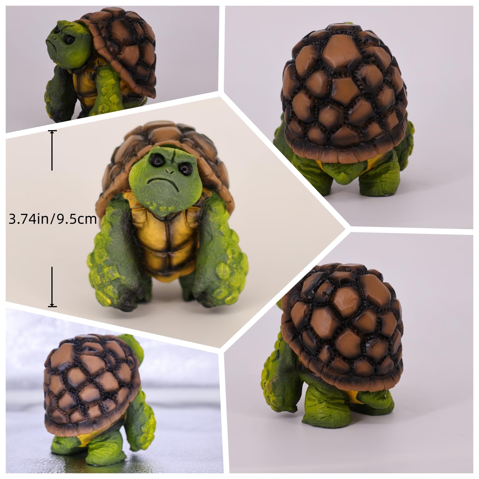 MOLMH Weird Stuff Grumpy Angry Turtle Statue, Hand-Painted Realistic Resin Sculpture, Unique Ugly Cute Garden & Desk Decor for Home Office, Novelty Gift Idea