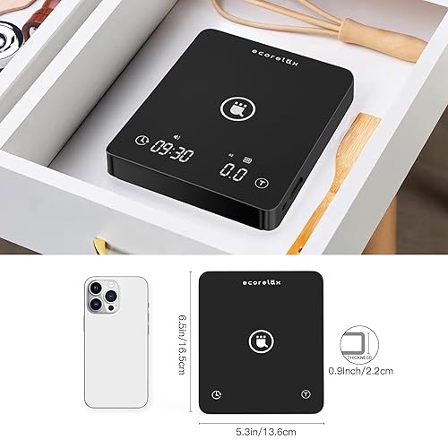 Miniatura 7 de ECORELAX Báscula de café con temporizador, 6.6 lbs0.00 oz de alta precisión para verter sobre goteo, báscula de café digital recargable con pantalla