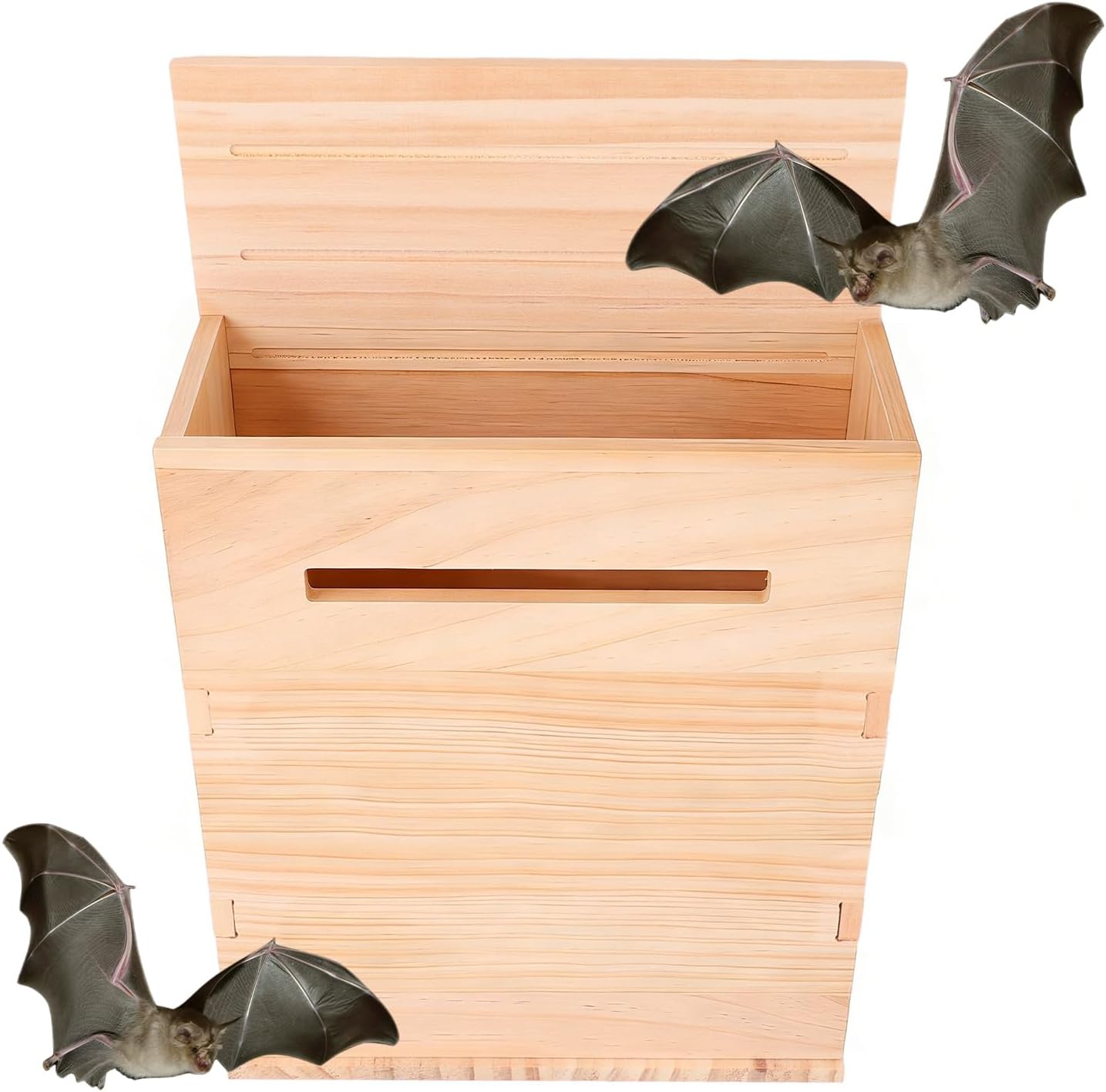 Bat House 29 x 19 x 7cm Handcrafted Single Chamber Wooden Bat Box Outdoor Bat Shelter House Nursery Habitat for Bats to Land and Roost