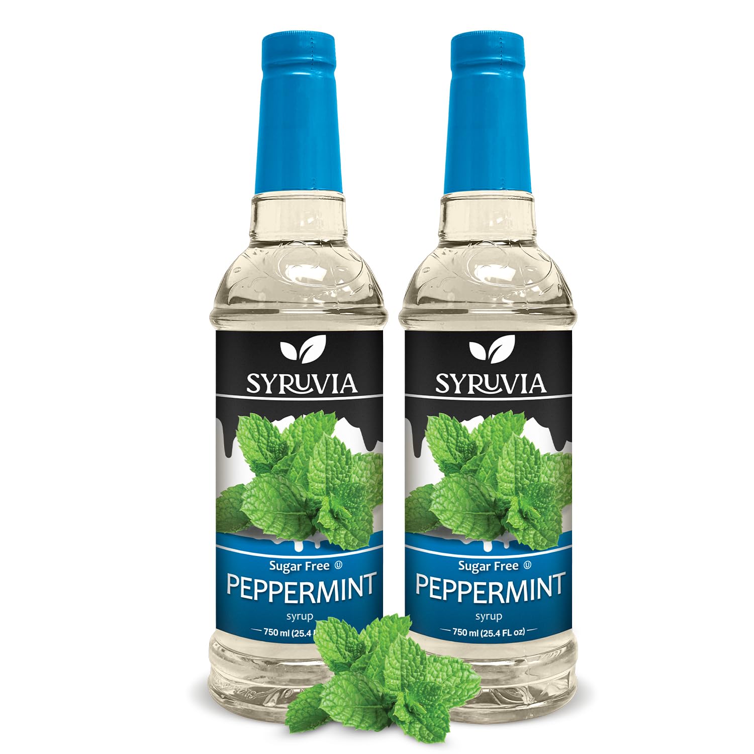Syruvia Sugar Free Peppermint Syrup for Coffee 25.4 fl oz (Pack of 2)