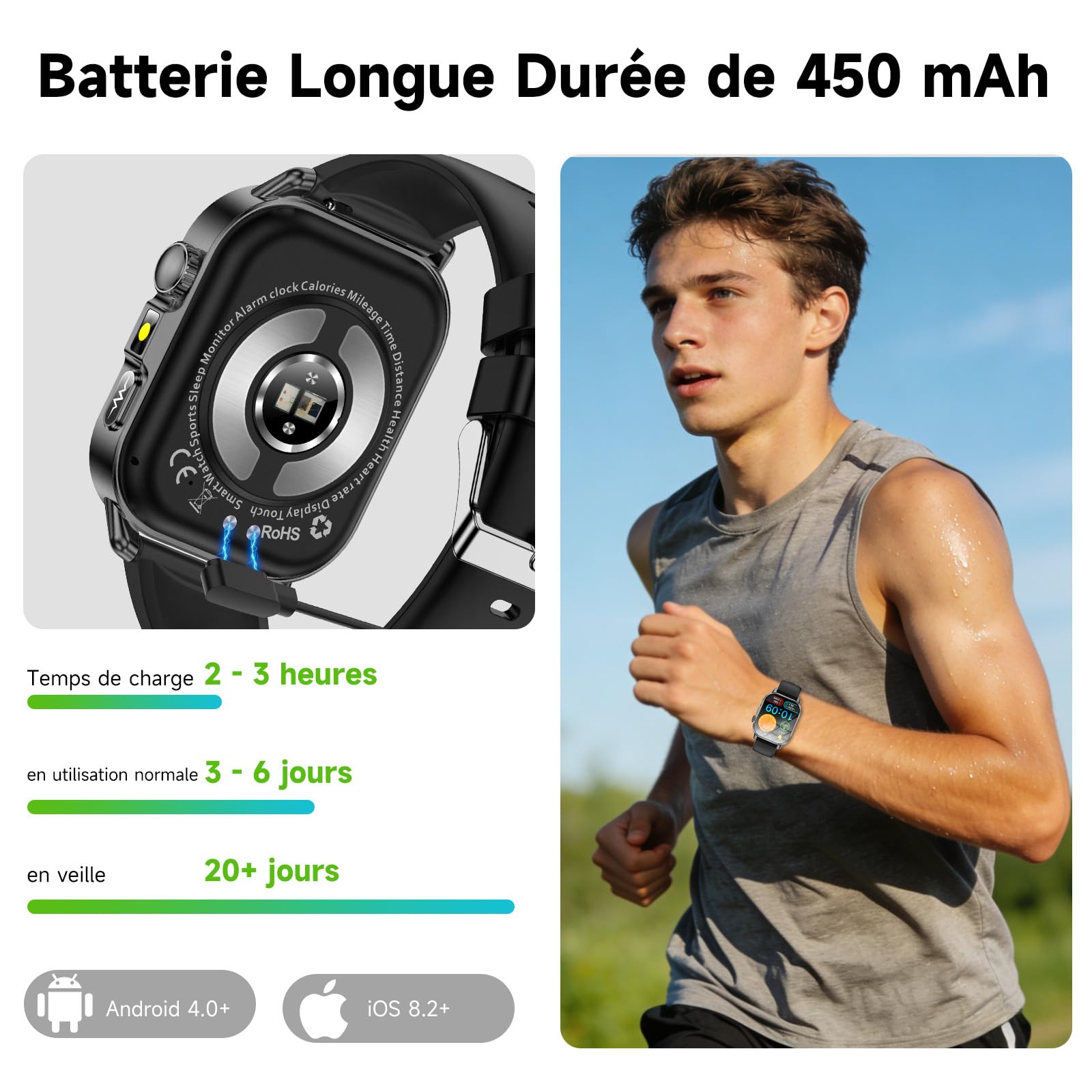 Marsyu Montre Connectée Homme avec ECG/HRV/IMC/Tension Artérielle/Sommeil | 2,0" Smartwatch for men avec Tensiomètre/Fatigue/Émotions, 24H Fréquence Cardiaque/SpO2, Courir, Montre santé, IP68 étanche