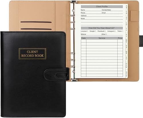 Libro de registro de cliente, estilista de perfiles de cliente y tarjetas de registro de cliente con pestañas alfabéticas para salones, estilistas,