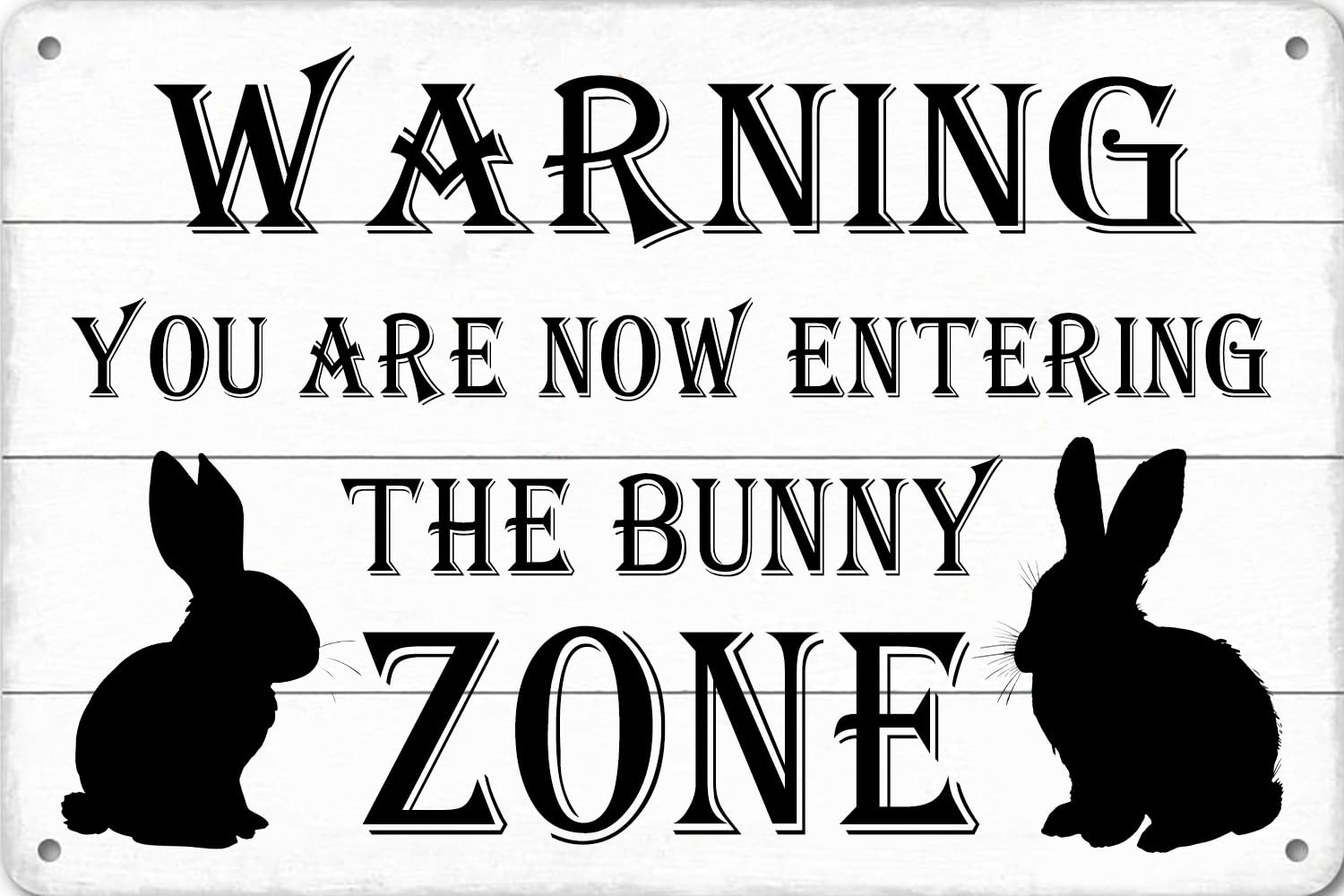 SMAZDFXX Funny Warning Rabbit Vintage Metal Tin Signs The Bunny Zone Easter Wall Decorations for Home Bunny Lover Decor 5.5"x8"
