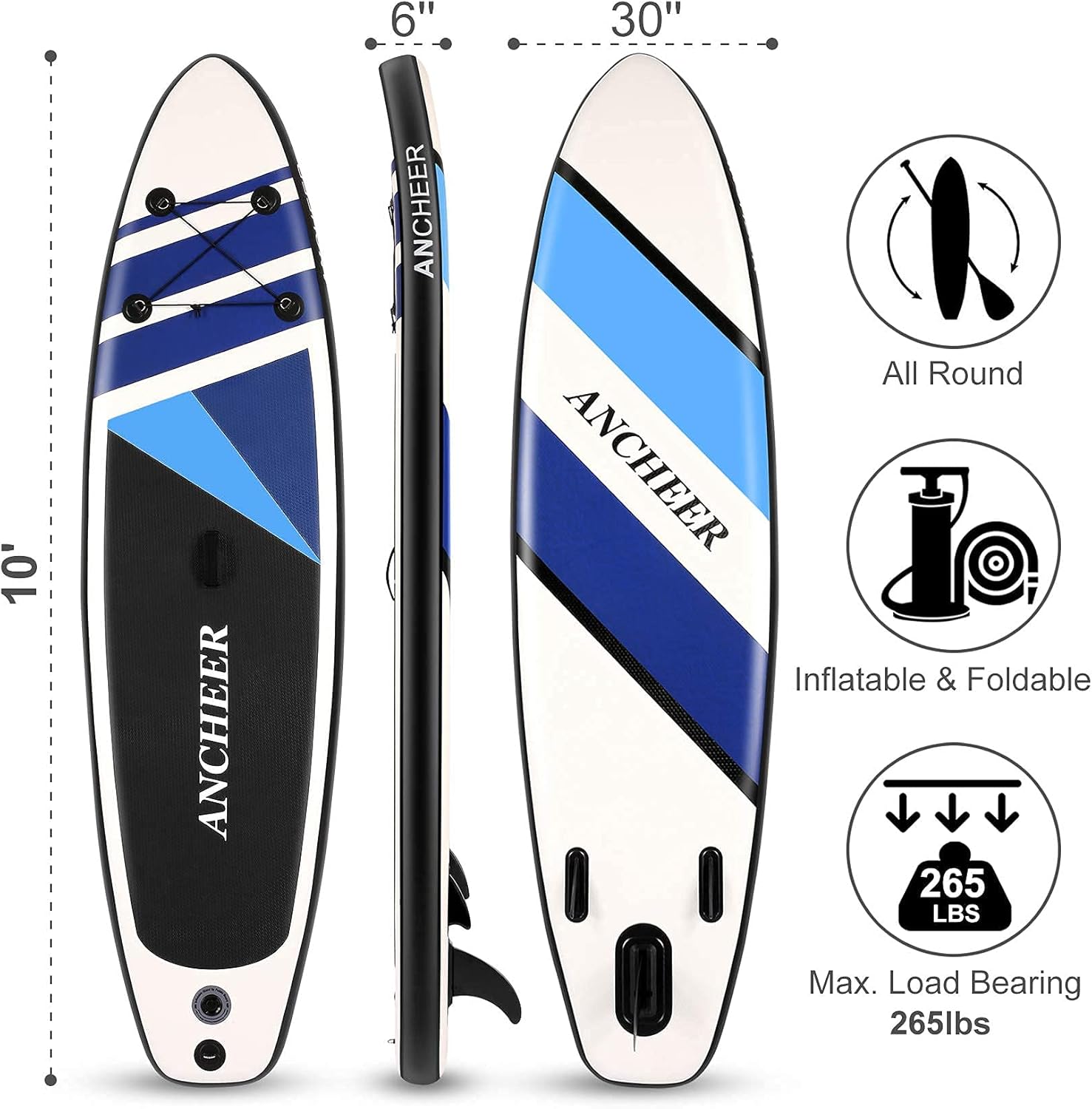 Buy 1 get 1 🔥 ANCHEER Inflatable Stand Up Paddle Board, All-Round SUP Board with SUP Accessories Including Backpack, Bottom Fin for Paddling, Waterproof Bag, Leash, Adjustable Paddle and Hand Pump (Light Blue) New Product ANCHEER Inflatable Stand Up Paddle Board, All-Round SUP Board with SUP Accessories Including Backpack, Bottom Fin for Paddling, Waterproof Bag, Leash, Adjustable Paddle and Hand Pump (Light Blue)
