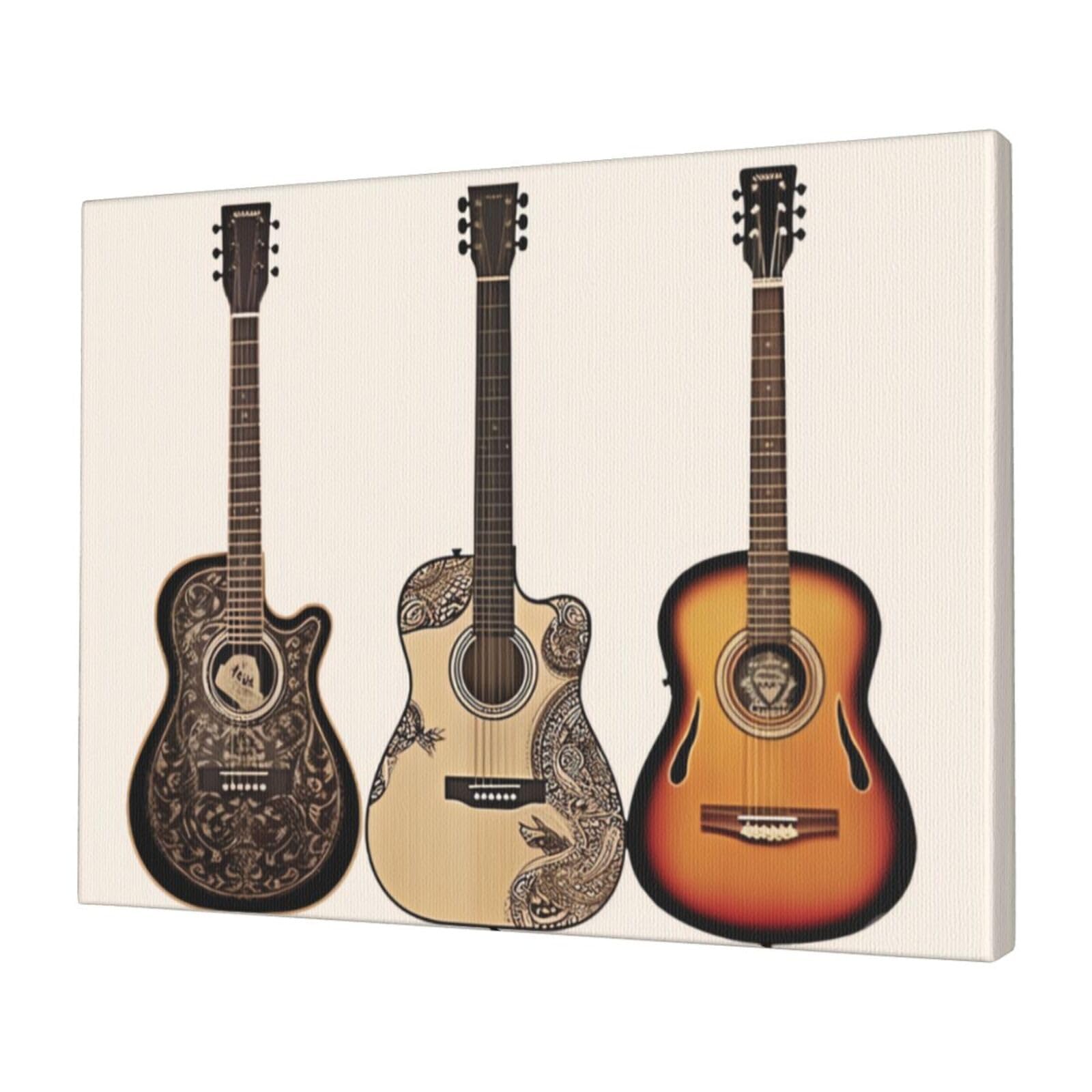 KLOPH Guitar Canvas Wall Art for Living Room 12"x16" Modern Artwork Painting for Bathroom Hanging Canvas Prints Aesthetic Wallart for Bedroom Kitchen Office Wall Decor