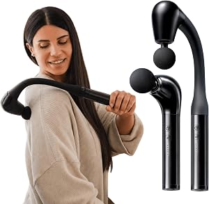 2-in-1 Back Muscle Relaxer Massage Gun with Extended Handle, Reach Hard-to-Reach Areas Yourself, Deep Tissue 10mm, 5 Speeds, Lightweight Cordless, for Gym & Home Recovery - Strivor
