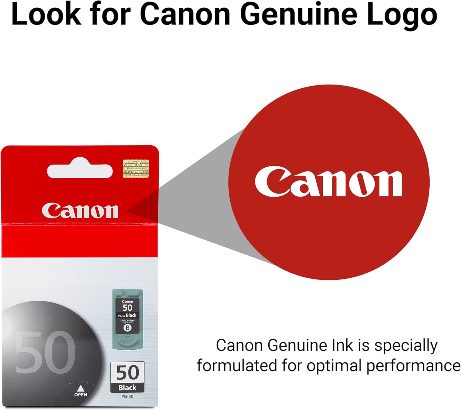 Canon PG-50 Genuine Black Ink Cartridge, Compatible with MX310/300, MP460/150/160/170/180/450, JX200/210P