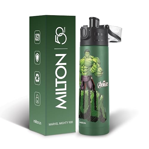 Milton Marvel Mighty 900 Thermosteel ISI Certified Water Bottle, 750 ml Stainless Steel,Long Hours Hot and Cold, Leak Proof, Vacuum Insulation, for Office, School, Gym, Green Hulk