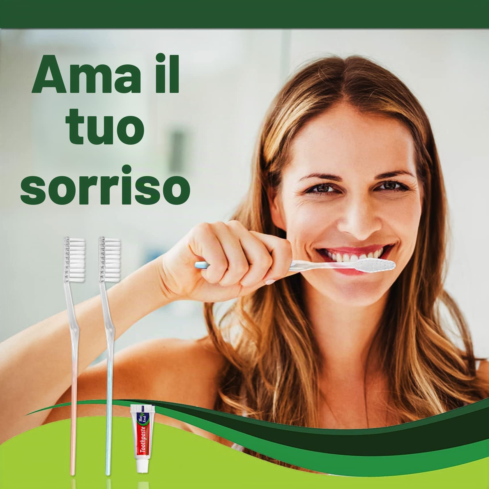 Spazzolino Monouso, 100 Spazzolini Monouso per Dentifricio Confezionati Singolarmente per Attrezzatura da Bagno Dell'hotel, Lavaggio da Campeggio (100 Pezzi)