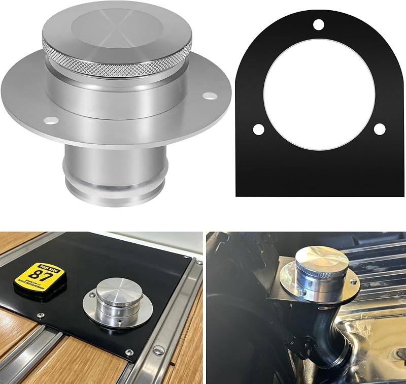 Pescoço de abastecimento remoto Camoo 17-2530 reto para mangueira de 5,08 cm com tampa de alumínio billet e suporte de aço soldável – Kit com 3 peças