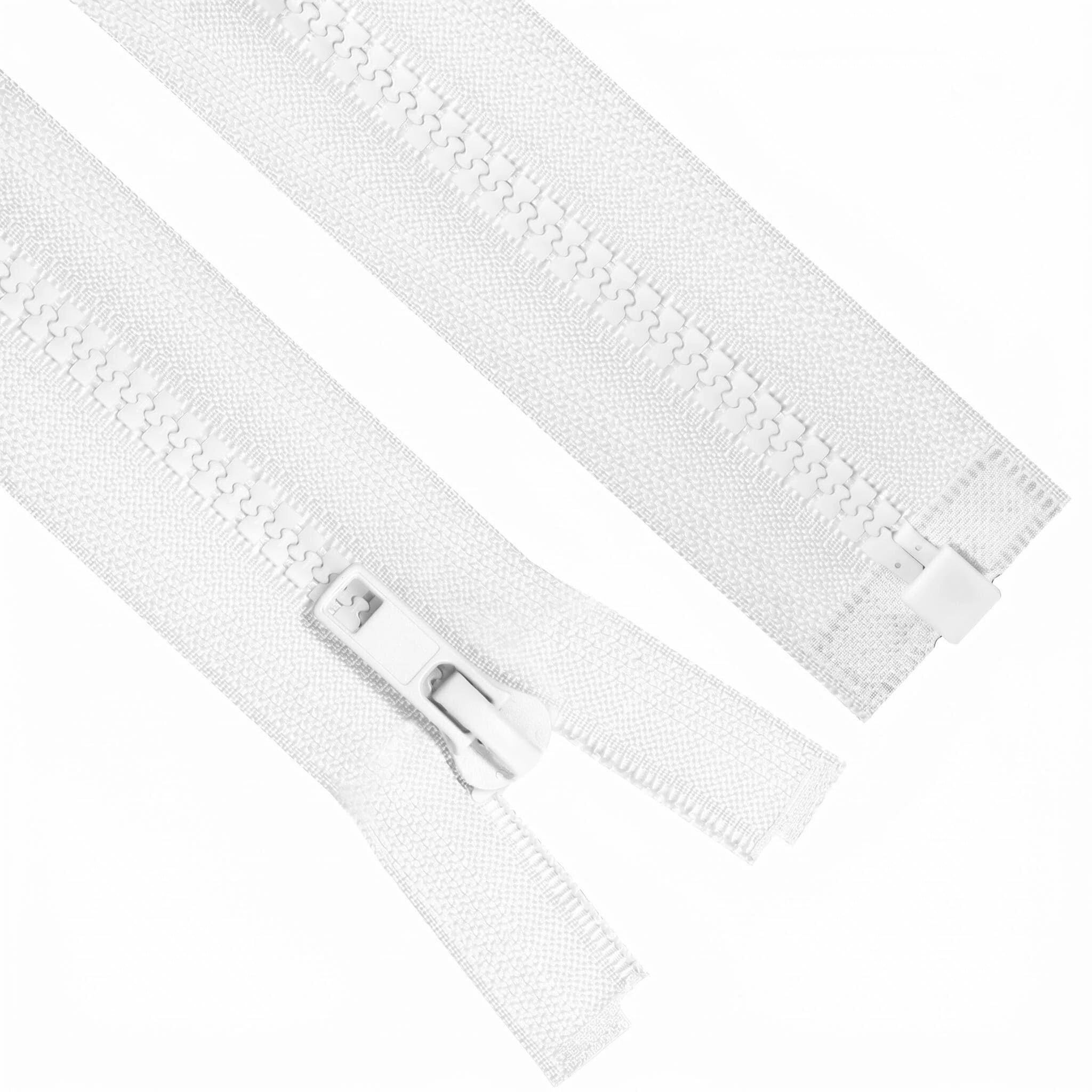 Sawoake 2PCS #5 14 Inch Separating Jacket Zippers for Sewing Coats Jacket Zipper White Molded Plastic Zippers Bulk Tailor DIY Sewing Tools for Garment/Bags/Home Textile