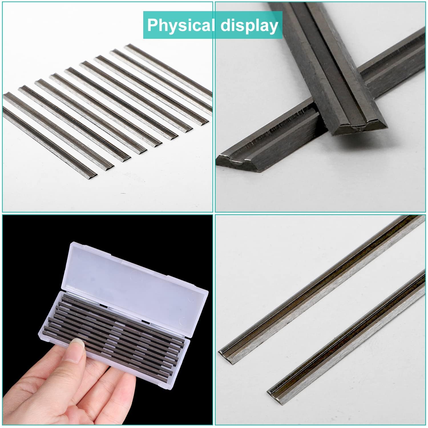 10 Pezzi Set da Lame Traforo Elettrico HSS, 82 mm Pialla Filo Spessore Lama, 82x5.5x1.2mm Acciaio ad Alta Velocità Pialla a Parete Elettrica Lama (1)