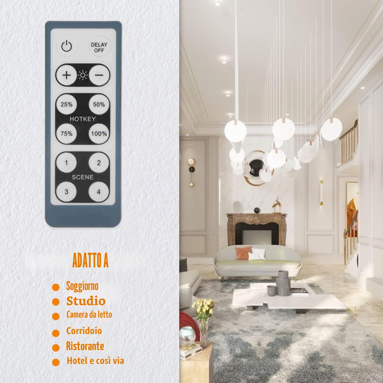 Senza Fili Interruttore Dimmer, Luce LED Luminosità Regolabile Interruttore Parete con Telecomando IR 200W Compatibile per Illuminazione Domestica Commerciale di Intrattenimento ( 220V )