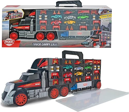 Miniatura 7 de DICKIE TOYS - Juego de funda de transporte para camiones a escala 1:64 fundida a troquel - Capacidad para hasta 42 autos - Incluye 7 coches,