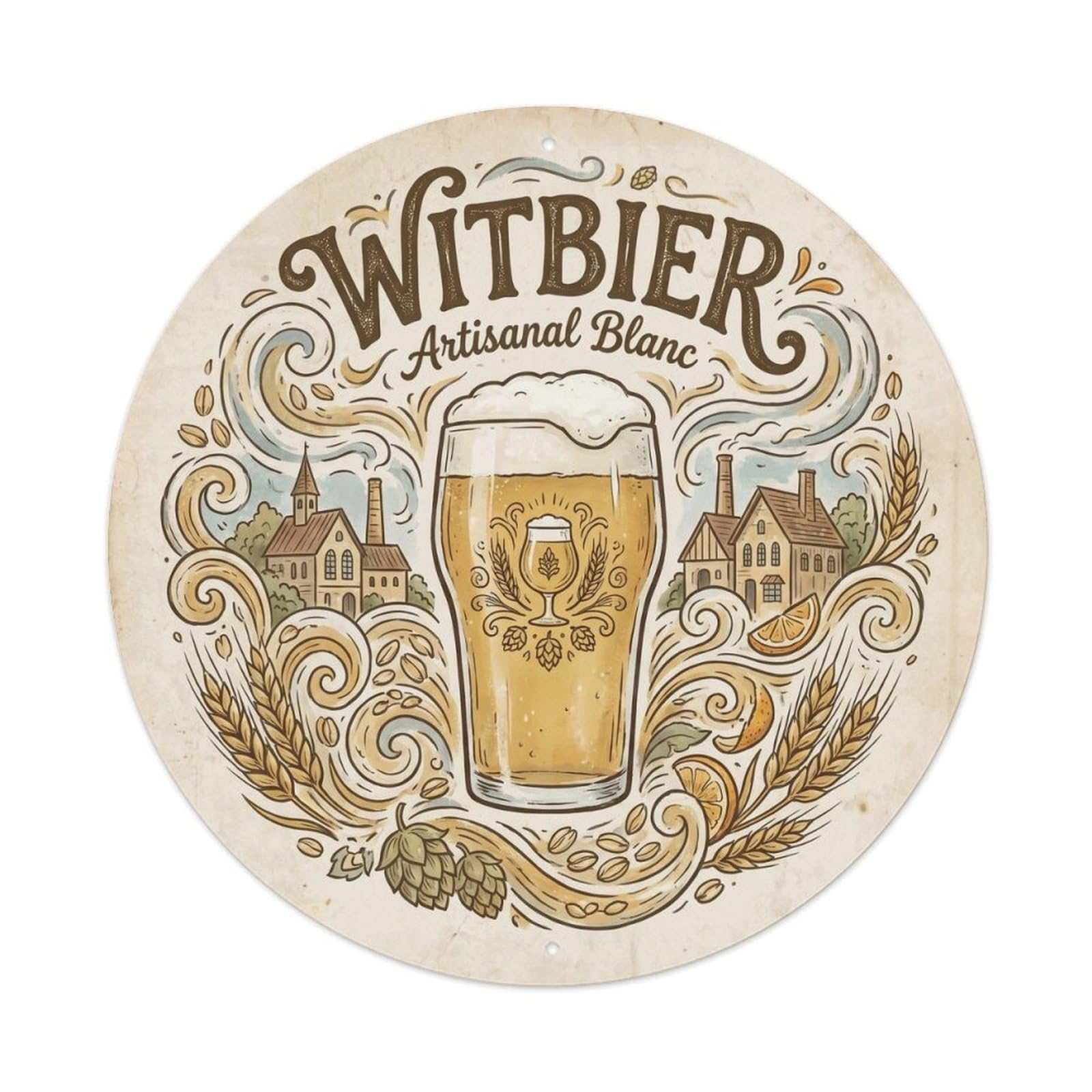 Retro Belgian Witbier Farmhouse Brew Brewery Culture Metal Tin Sign