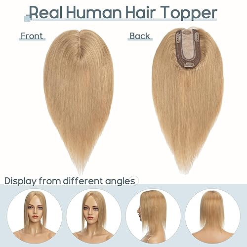 Miniatura 3 de Rich Choices 100% cabello humano para mujer, cabello humano Remy real, base de seda, con clip de adelgazamiento, 10 pulgadas, rubio oscuro