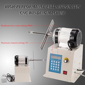 CNC Electric Winding Machine, Adjustable Speed, with Automatic Reversal, High Torque Automatic Coil Winder Tool, Digital Display & Foot Switch, Wide Application for Enameled Wire Winding 500W
