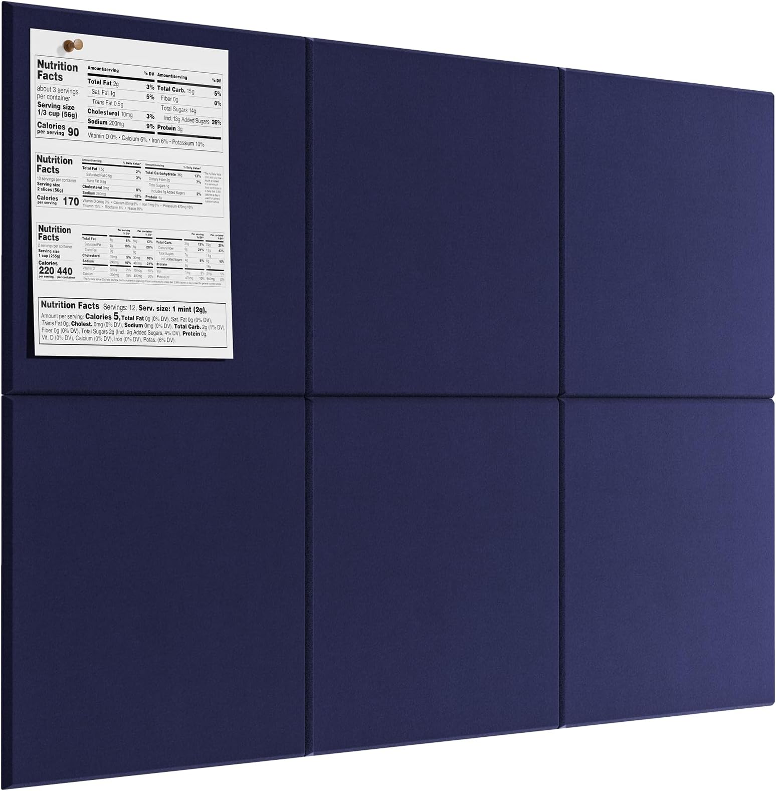 MaxGear Large Cork Board for Wall 36" x 24", Dark Blue Bulletin Board, 6 Pack Felt Wall Tiles with Pushpins, Cork Boards for Office Pin Board Tack Board Cork Boards