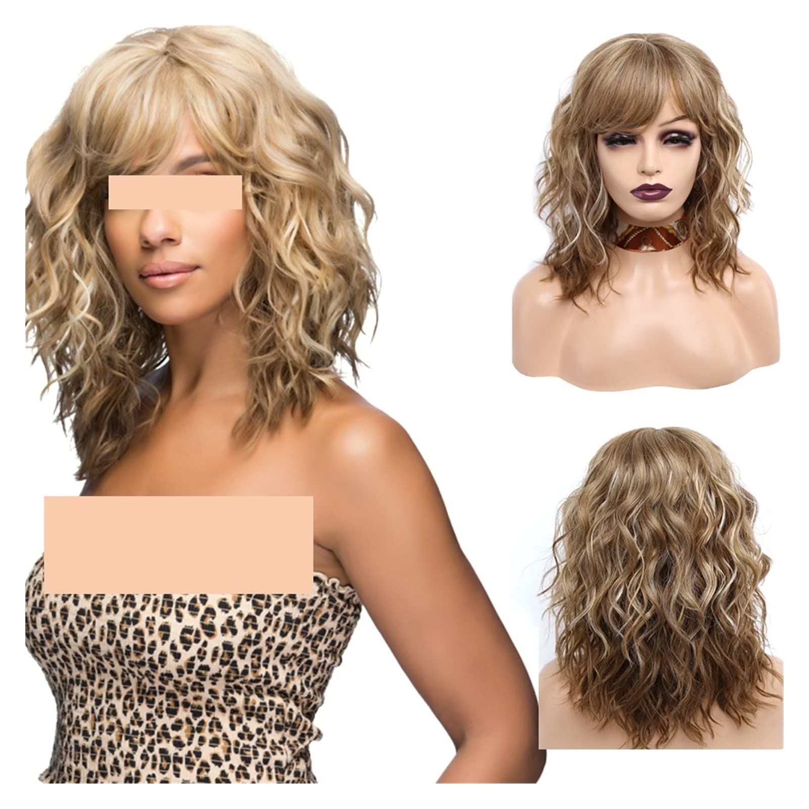 TOMYEUS Peluca Peluca Singsic Natural Swepls Cabello Resistente al Calor de Rizado for Mujeres rubias Extensiones Cabello (Color : 01, Stretched Length : 16inches)