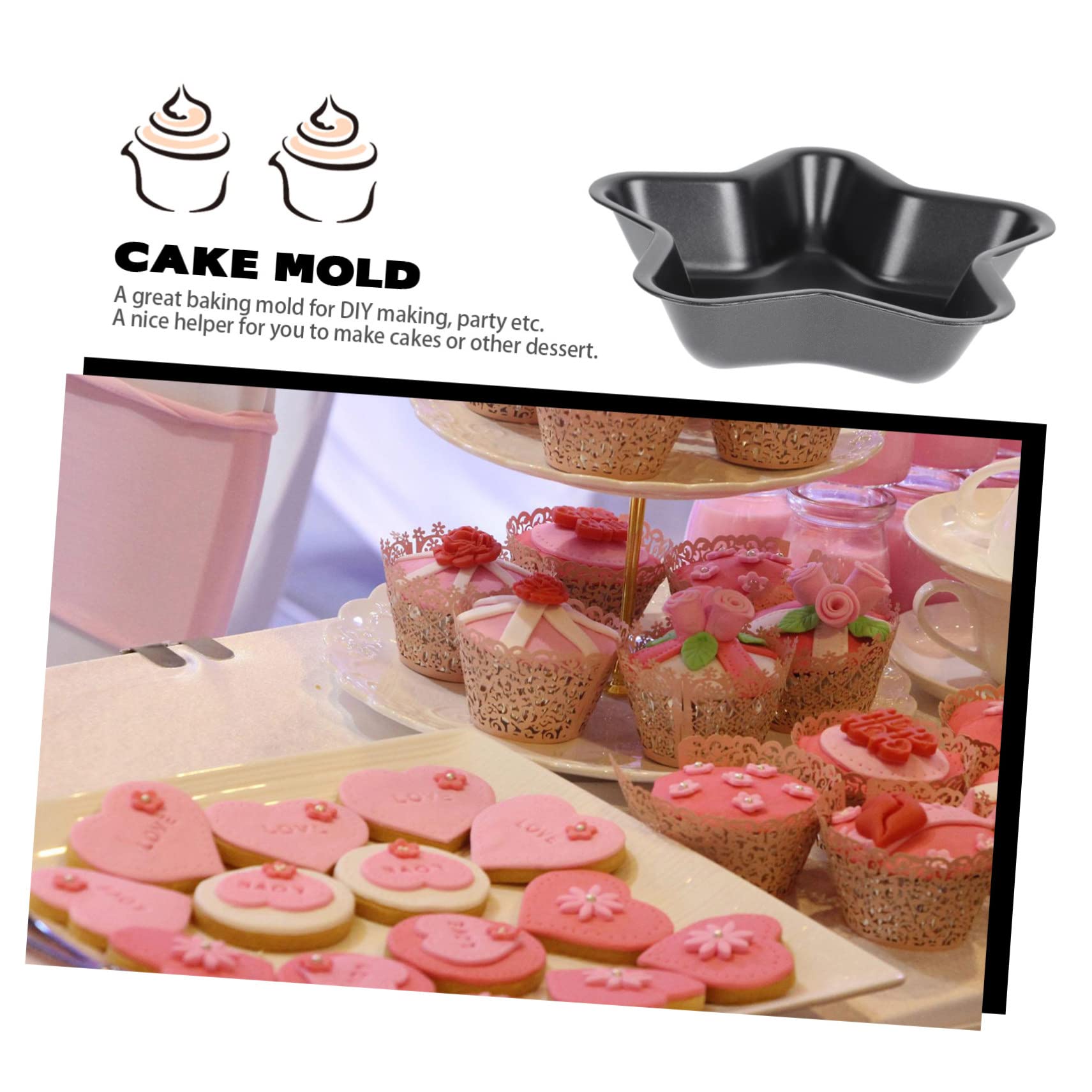 Cabilock 6 Pièces Petit Moule à Gâteau Moule à Gâteau Circulaire Joli Gâteau En Forme Moule En Acier Au Carbone Moule En Silicone Gommeux Ustensiles De Cuisine Acier Carbone Haute Qualité