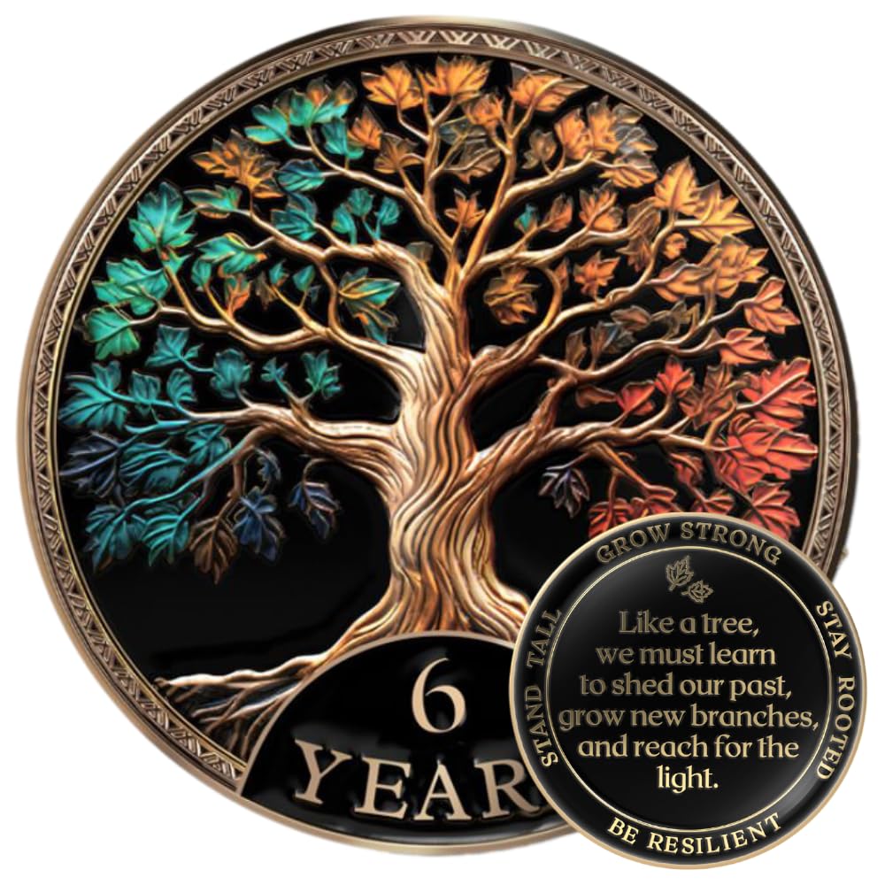 MilestoneMint 6 Year Sobriety Coin, Tree of Life, AA Coins and Medallions