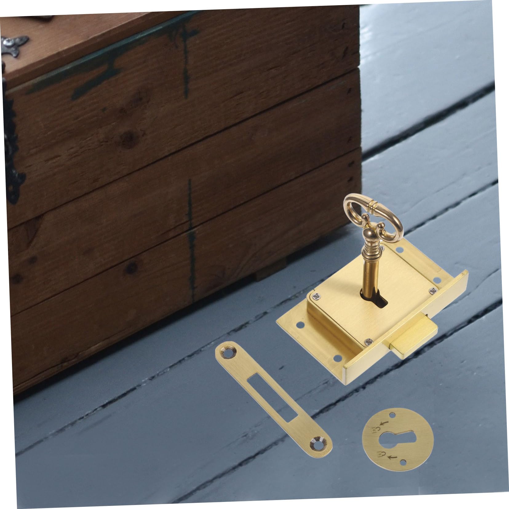 Serratura per Cassetto in Ottone Stile Vintage, Set 1 | Cassetti e Scatole in Legno, Finitura Oro, Chiusura Precisa e Sicura per Scrivania e Archivi