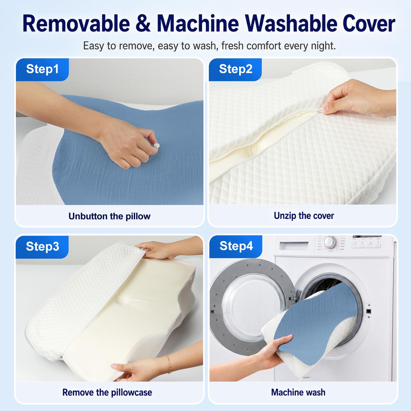 Hydomi Cuscino cervicale ergonomico in memory foam per dolore al collo e alle spalle, cuscino regolabile per dormire con bracciolo, cuscino ortopedico per dormire, schiena e stomaco