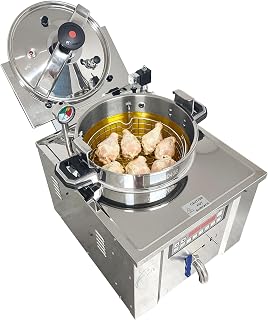TECHTONGDA 22L Commercial Deep Fryer, 220v High Pressure Countertop Fryer with Satety Protection, Numerical Control Kitchen Frying Machine for Fried Chicken, Shrimp, French Fries, Chips & More