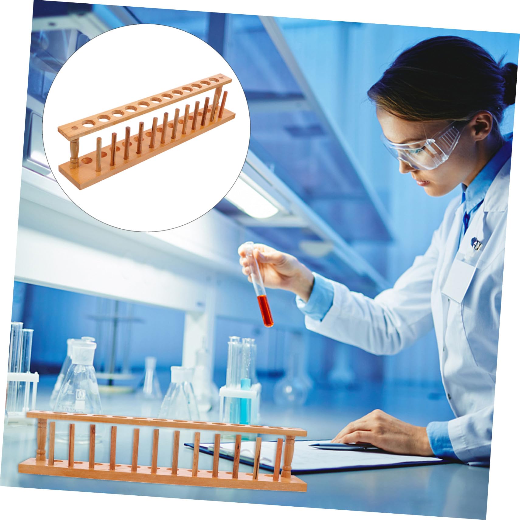 Ipetboom Support pour Tubes à Essai Bois Étagère de Laboratoire Matériel de Rangement pour Tubes de Test Étagère de Stockage