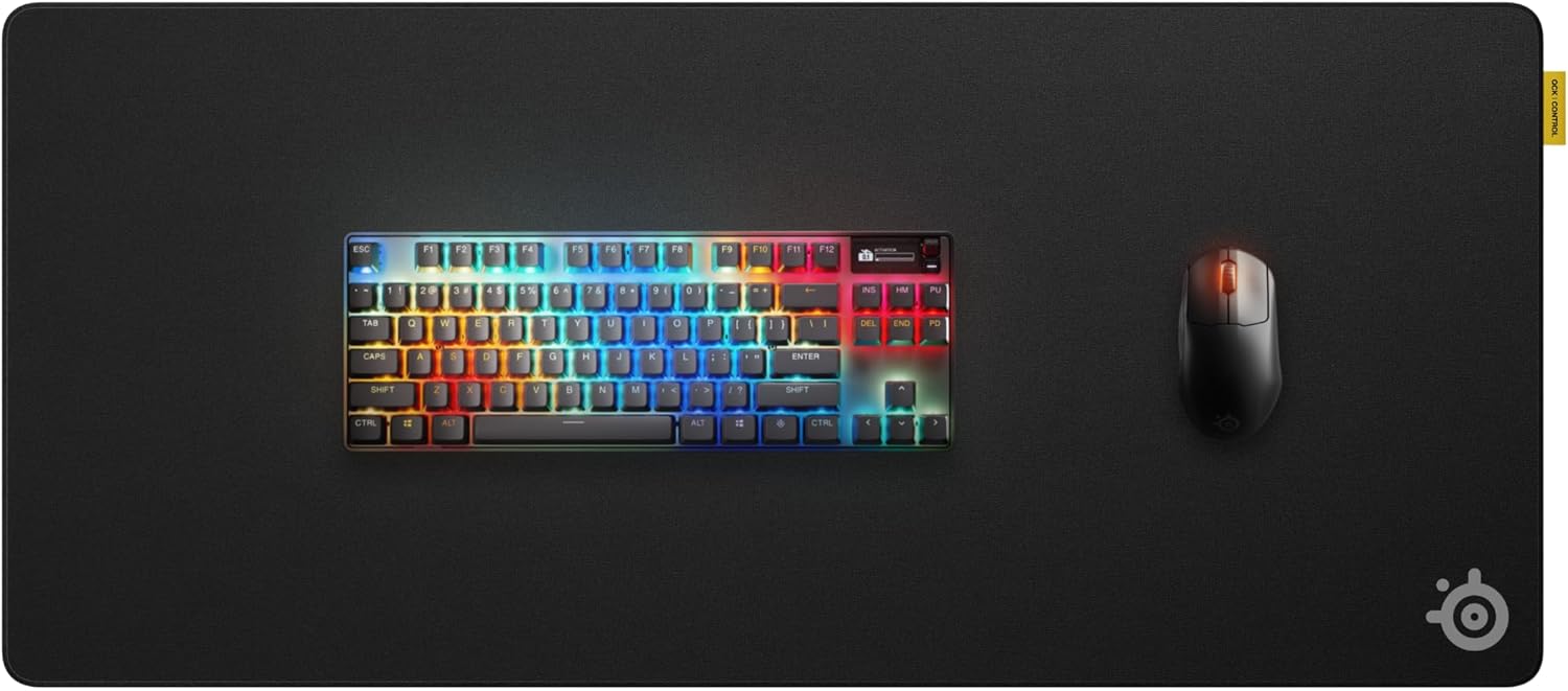 SteelSeries QcK XL Performance Control Gaming Mousepad - Extra density for a smooth glide - Low-profile edge stitching - Non-slip neoprene rubber base - 900 x 400 mm size — FPS, MOBAs, RTS, MMO