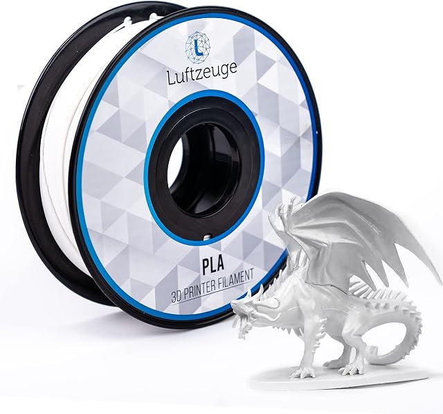 PLA 3D Printer Filament with Good Adhesion - Premium PLA Filament 1.75mm 1KG - White PLA for 3D Printer, Dimensional Accuracy +/- 0.03 mm for High Precision, 1 KG Spool