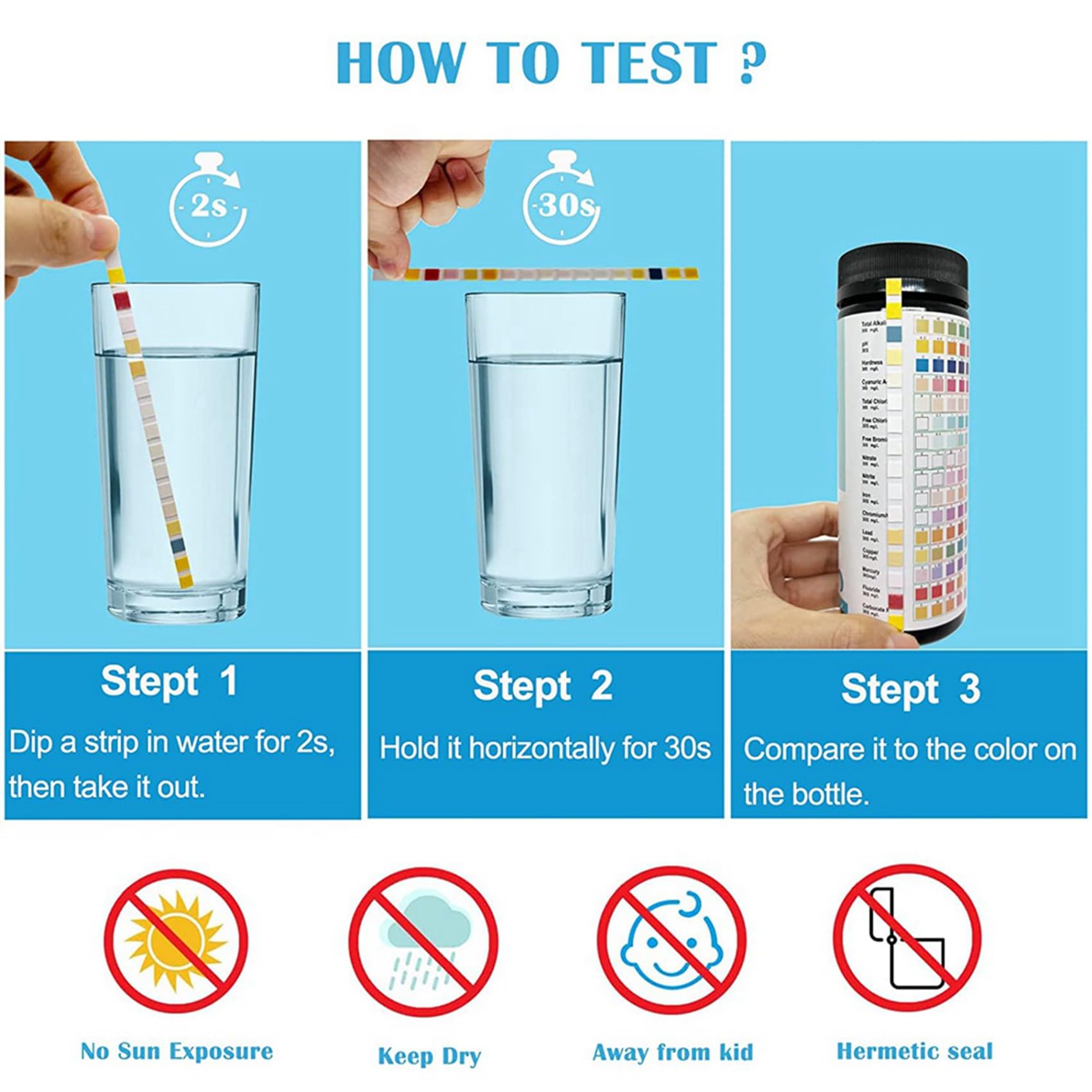 16 nel 1 Kit per il Test 'Acqua, 600 Pezzi di Strisce per il Test 'Acqua Potabile, Strisce per il Test 'Acqua di Rubinetto e di Pozzo e Test per PH,