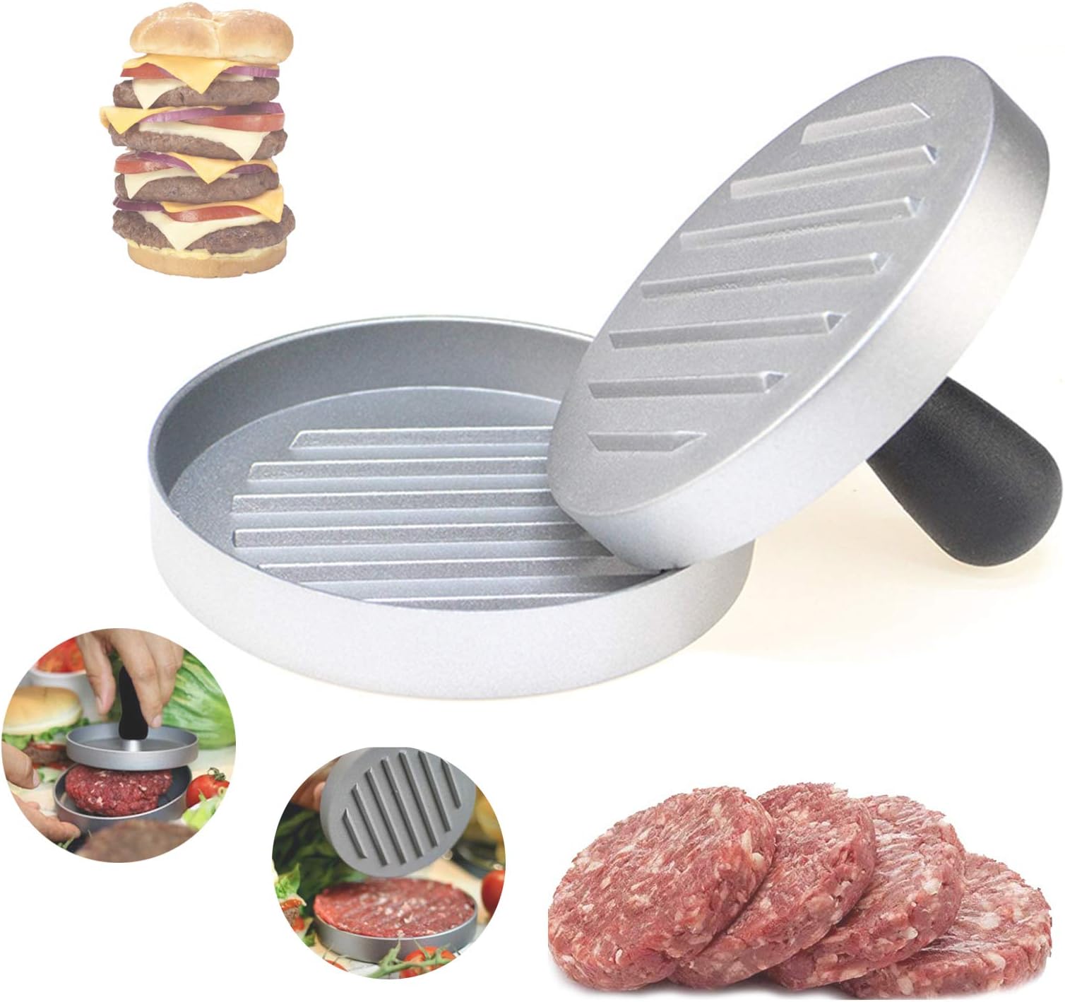 by Unbranded Burger Press, Hamburger Press Patty Maker for Meat Beef Pork Lamb Cheese Halal Nut Veg Veggie, Kitchen Barbecue Tool Grilling Accessories, Non Stick