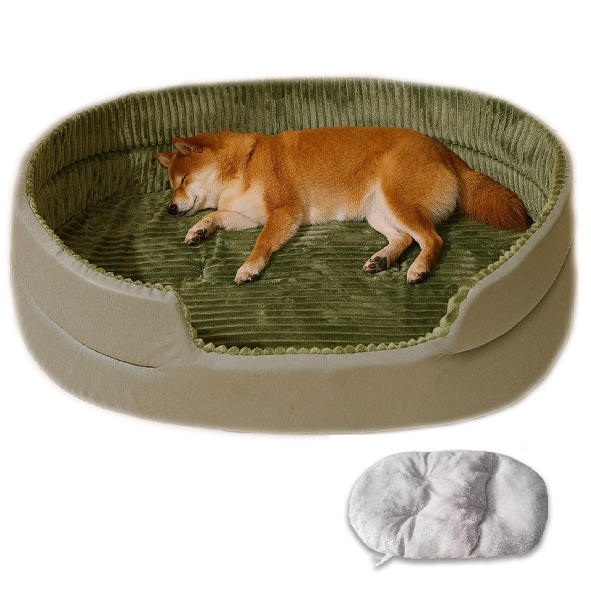 Hundebetten für große Hunde, orthopädischer Memory-Schaum-Couchbezug für Hunde, waschbar, mittelfestes Kissen, wasserdichte Auskleidung, Hundesofabetten für große Hunde (Green 75cm)