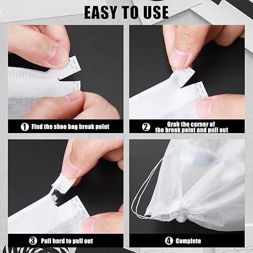Miniatura 2 de Sweetude 200 bolsas de zapatos a prueba de polvo, bolsa de almacenamiento con cordón, tela no tejida, fundas para zapatos para viajes, bolsa