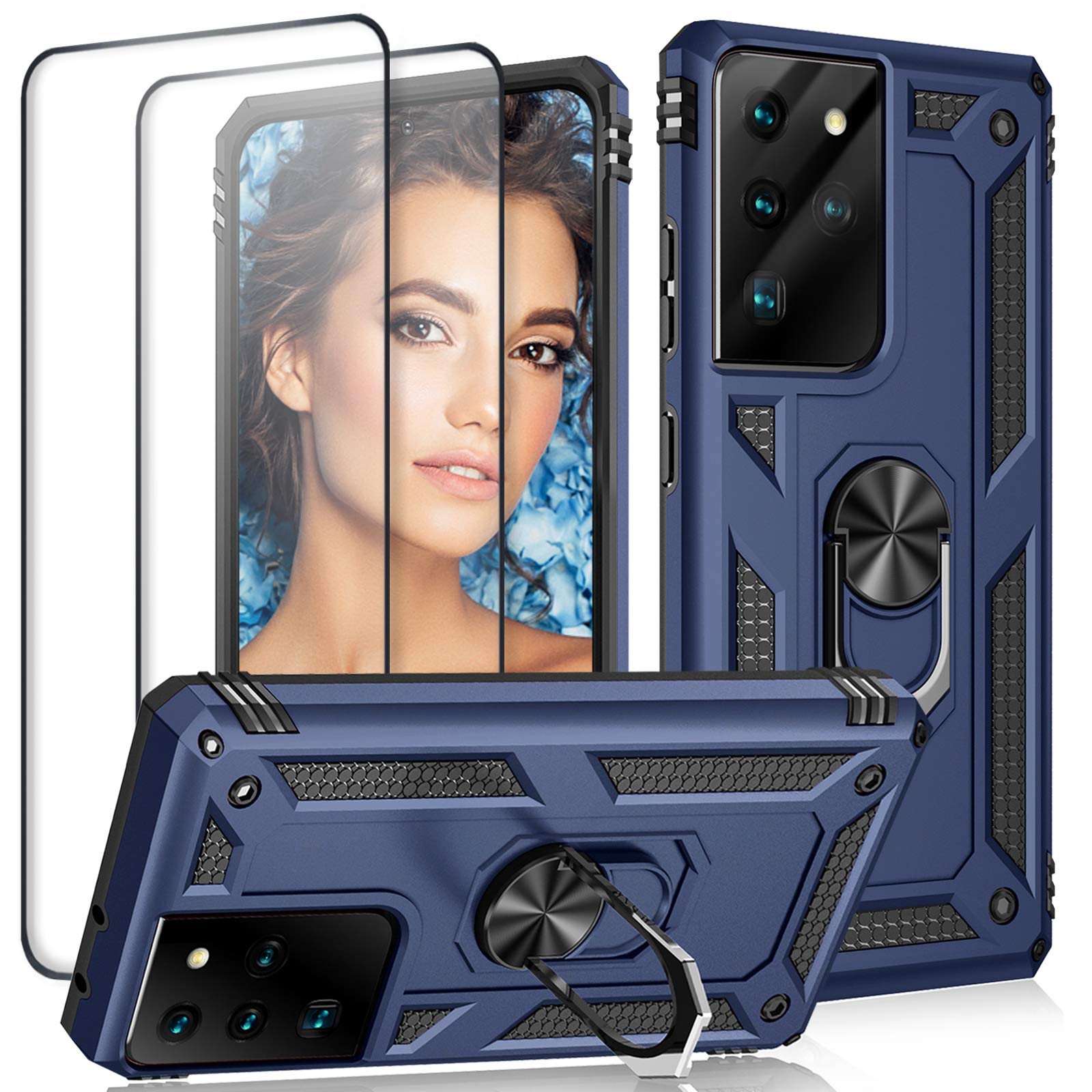 S21 Ultra Phone Case for Samsung Galaxy S21 Ultra 5G Case with Screen Protector Military Grade Heavy Duty Armor Shockproof Galaxy S21 Ultra 5G Cover with Kickstand S21 Ultra Rugged Cases 6.8" 2021