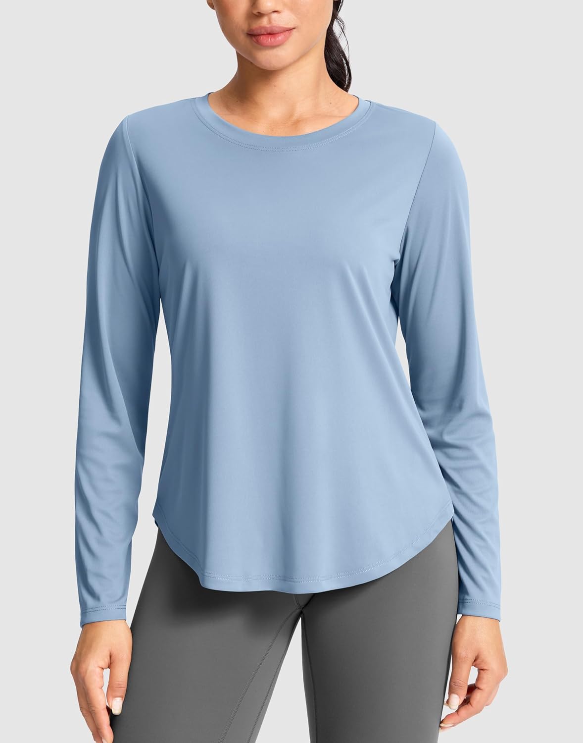 SANTINY Lightweight Long Sleeve Workout Tops for Women Breathable Gym Yoga Athletic Running Hiking Top UPF 50+ Sun Shirts - Image 2