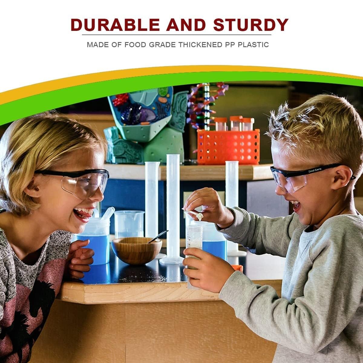 Set de 15 Piezas Cilindros Graduados y Vasos de Plástico con Pipetas y Cepillo – Herramientas de Medición Científica para Laboratorio y Cocina