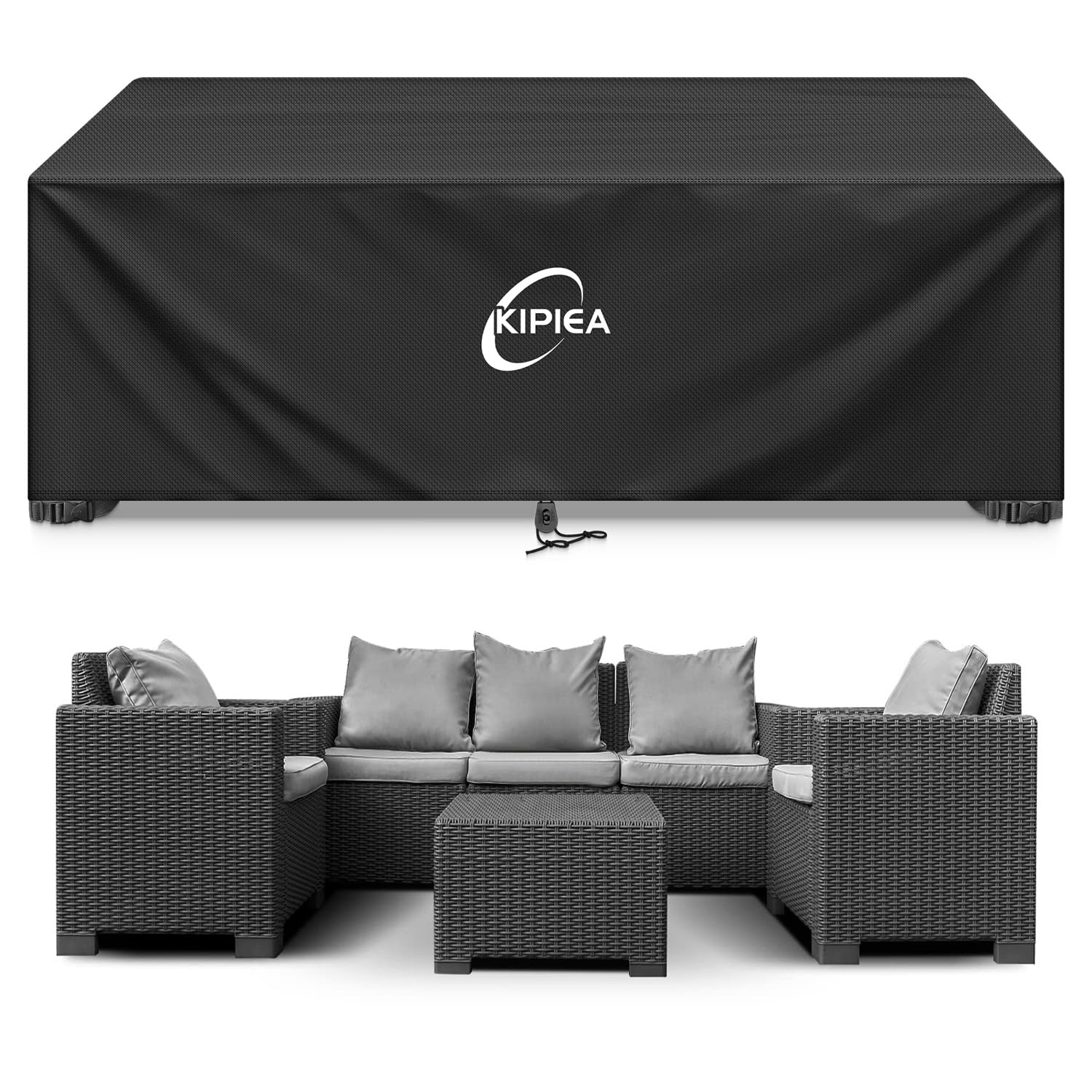 Kipiea Patio Furniture Covers Waterproof Winter, Heavy-Duty 420D Outdoor Patio Table Set Covers, Rectangular Outdoor Sectional Couch Covers (78" L x 58" W x 28" H) — view 38