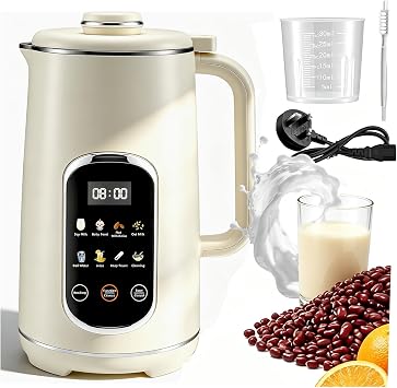 8 in 1 Nut Milk Maker, 1200ML Soy Milk Maker with 18h Timer/PreSet/AutoClean/KeepWarm/Boil Wate, Automatic Plant Basaced Milk Maker for Almond Milk, nut milk, Oat Cashew Milk, Soups, Juice