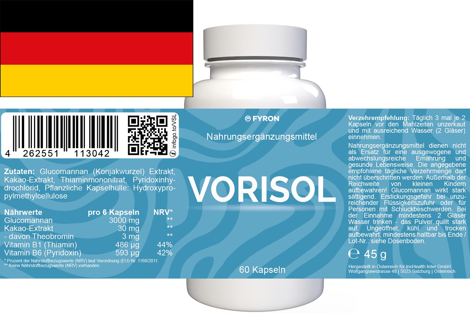 Vorisol - 180 Kapseln (3x 60 Kapseln), 3er Pack